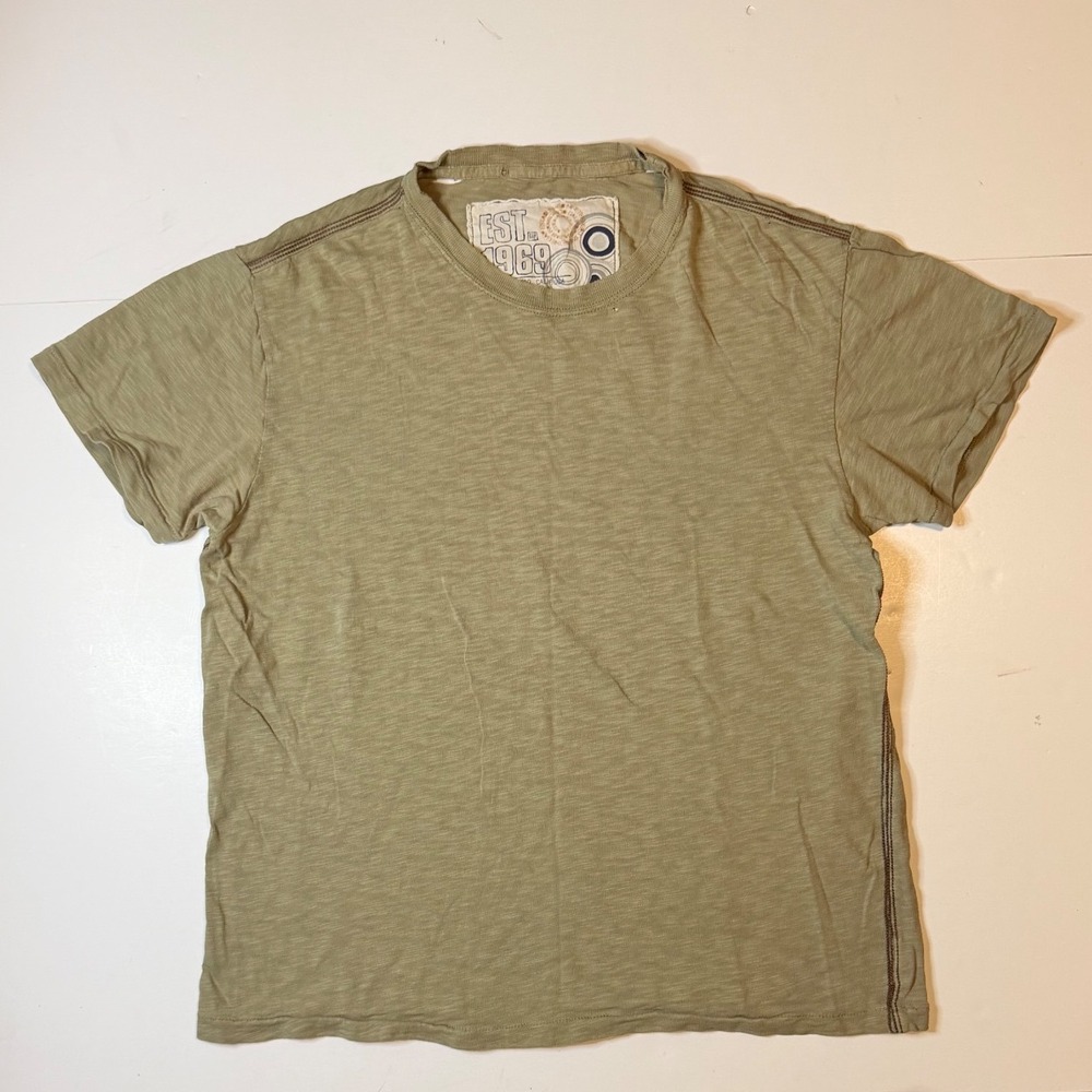 Gap T-Shirt Olive Green Distressed Slub Jersey Short Sleeve Tee Men's M